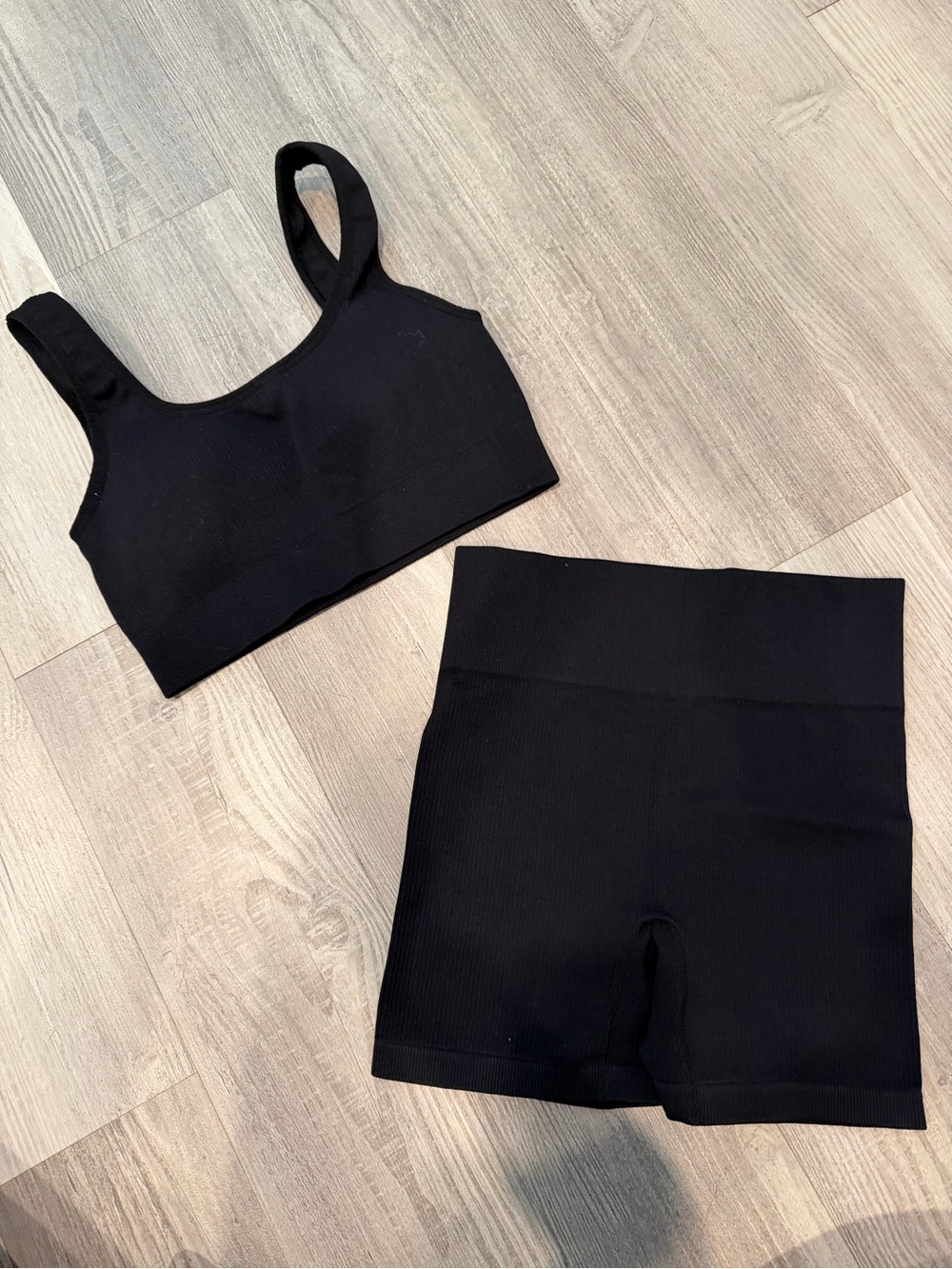 Black Ribbed Two Piece Set